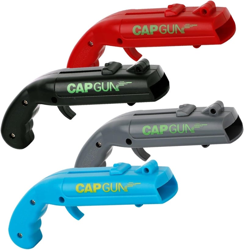 LIBERATECH Cap Shooting Bottle Opener Gun - Launches Caps for World Cup Parties, BBQs & Adult Gatherings, Fun Gadget for Men, Unique Gag Gift for Sports Events (Blue red black gray) - Image 1